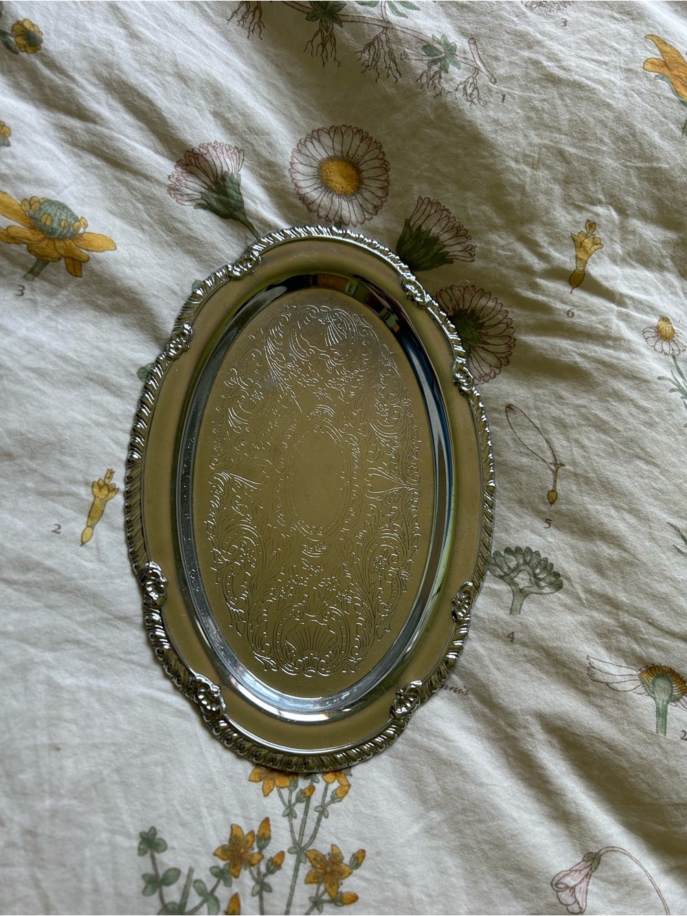 Ornate Silver-Tone Decorative Serving Tray-small